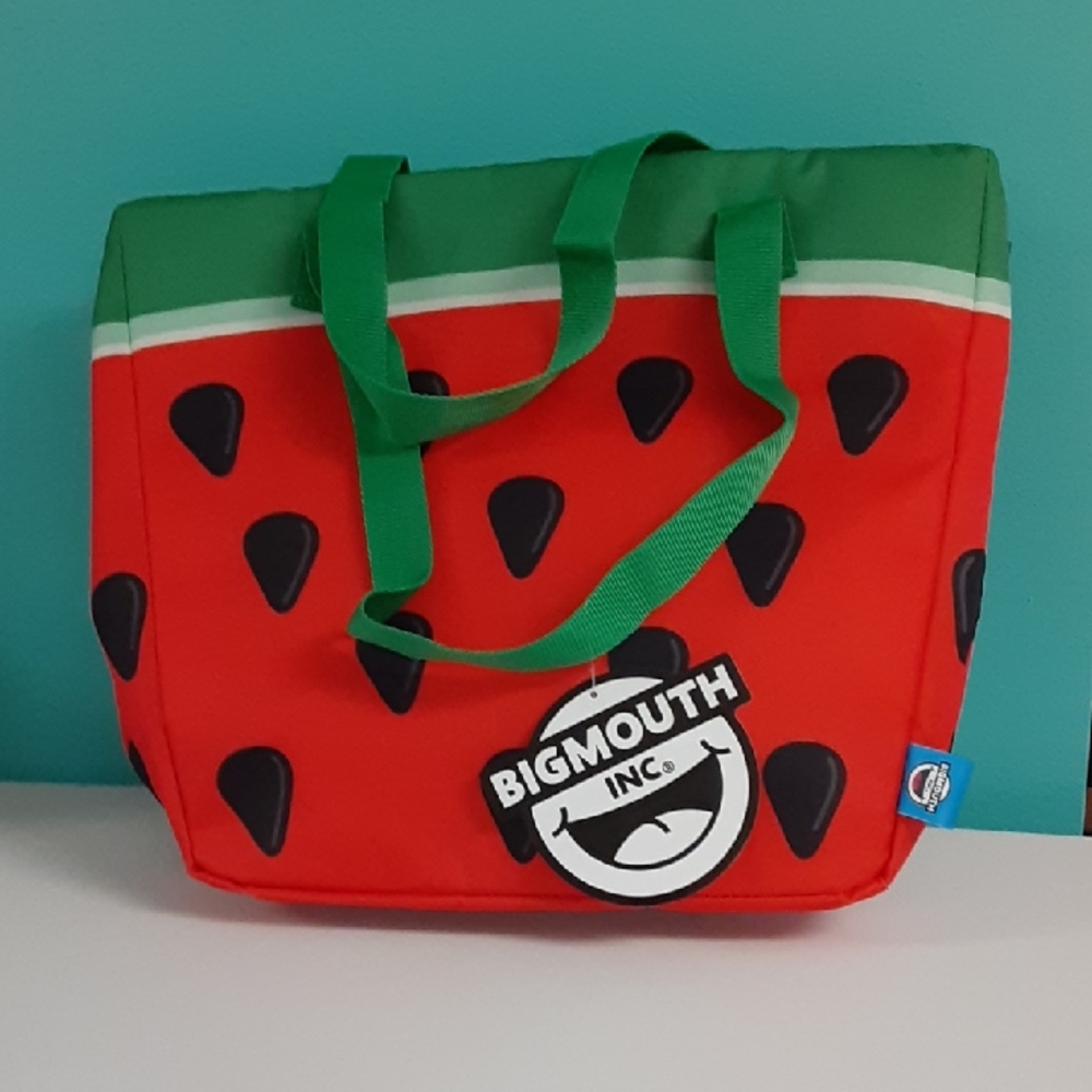 BigMouth Inc. Insulated Tote, Watermelon Print, Red and Green, Beach Picnic Tote